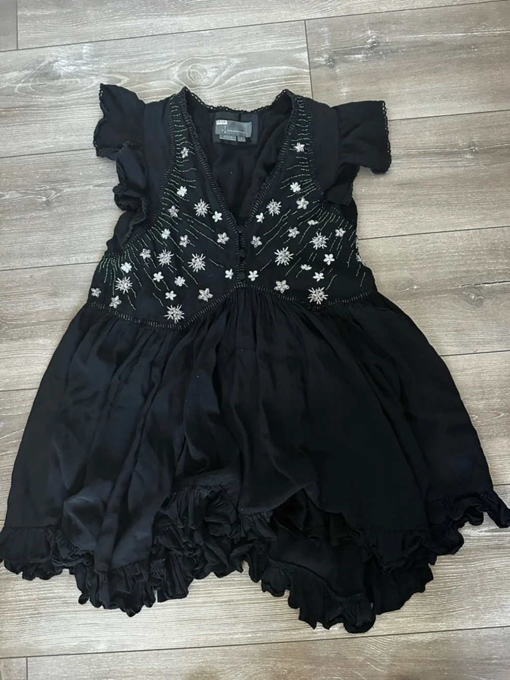 By Anthropologie | V-neck Floral-Embroidered Sequin Deco Swing Dress